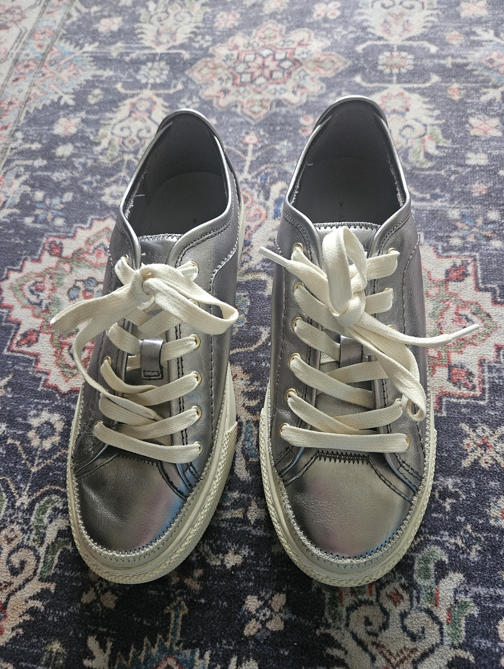 All Saints Milla Platform Sneakers. Silver. 39